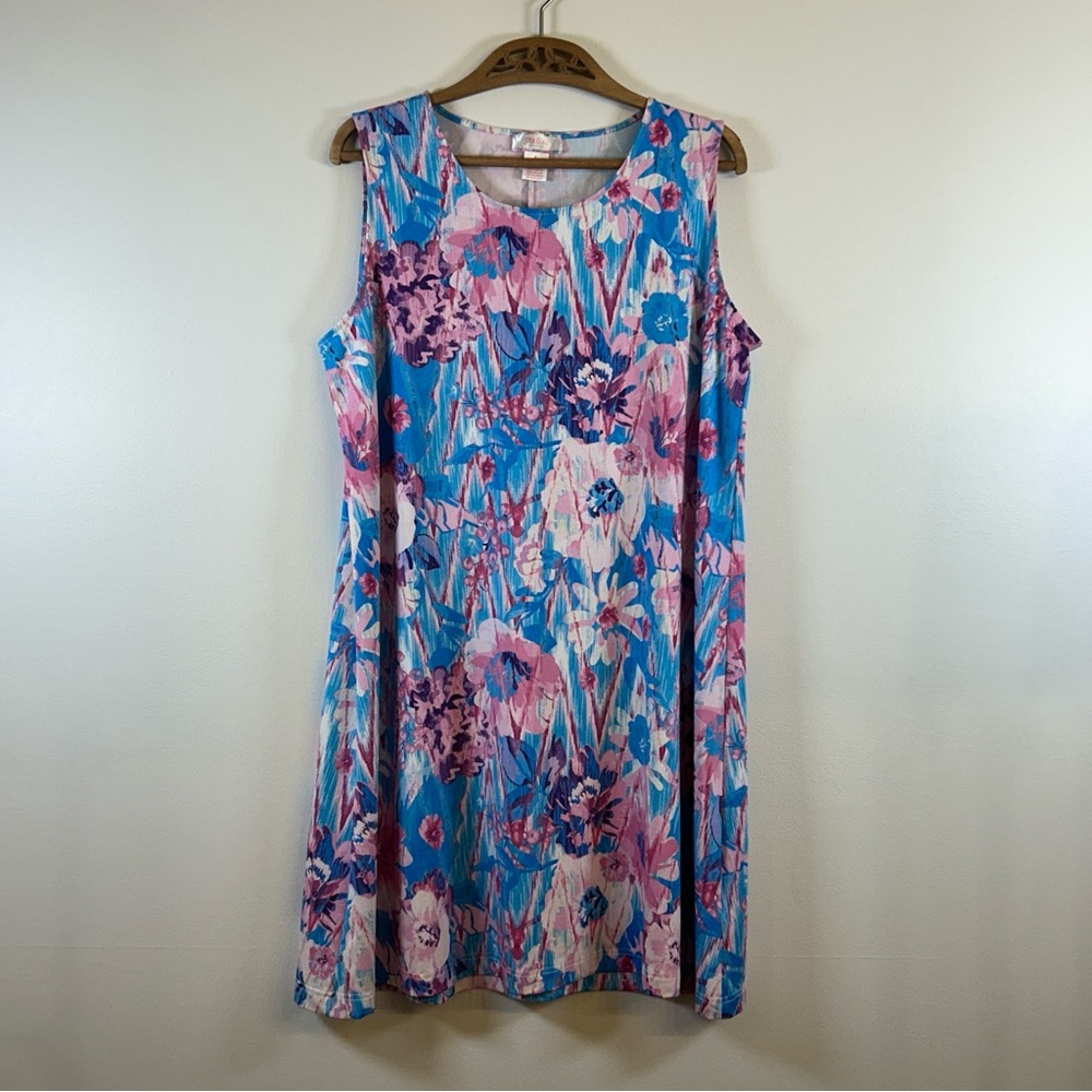 Stella Parker Women's L Turquoise Blue/Pink Swim Cover-up - Picture 4 of 7